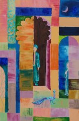 Волшебник, павлин и девушка. 2011.Холст, масло. 90х60